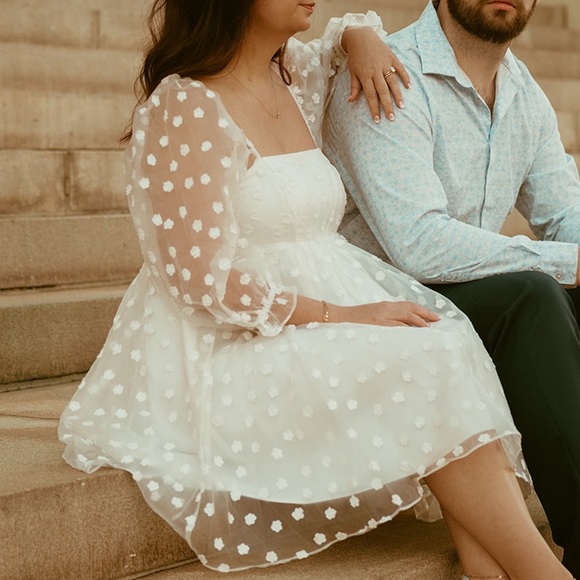 Lulu's White Puff Sleeve Wedding Dress - Picture 10 of 12